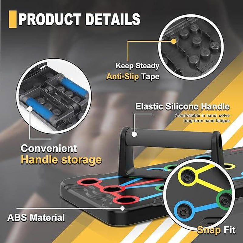 LALAHIGH 26-Hole Push-Up Board:Strength Training,Home Fitness,Workout Equipment,Portable,Targeted Muscle Training,Easy Assembly,Workout Diversity