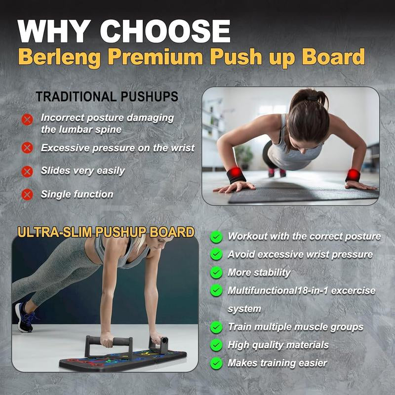 LALAHIGH 26-Hole Push-Up Board:Strength Training,Home Fitness,Workout Equipment,Portable,Targeted Muscle Training,Easy Assembly,Workout Diversity