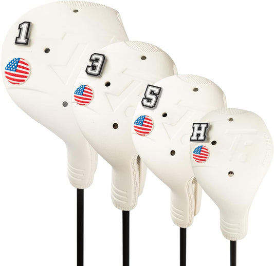 Golf Head Covers, EVA Plastic Golf Club Covers for Driver Fairway Woods Hybrid, Driver Headcover with Pins, Fit All Right-Handed Golf Clubs, Easy on Off, Washable