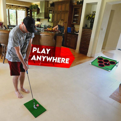 Golf Pong Game Set | Indoor & Outdoor Golf Beer Pong - Includes 16 Velcro Balls, Chipping Mat & Carrying Case | Fun Game for Adults - NO CLUB INCLUDED